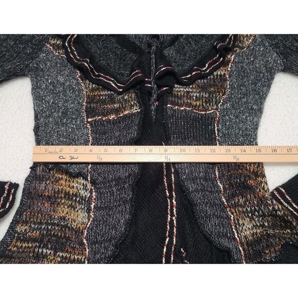 Forla Paris Cardigan Sweater Women's S Gray Mohair Wool Ruffle Bohemian Artsy - Picture 8 of 16